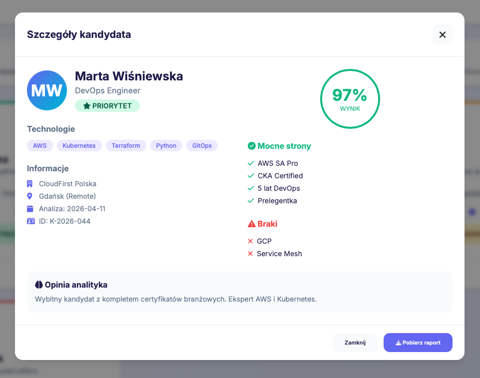 Detailed qualification reports